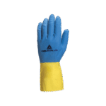 Luvas Latex Flocada Azul/Amarela Deltaplus